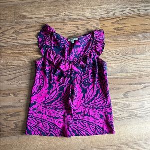 Beth Bowley Womens pink & navy ruffled  Sleeveless Top size 6
